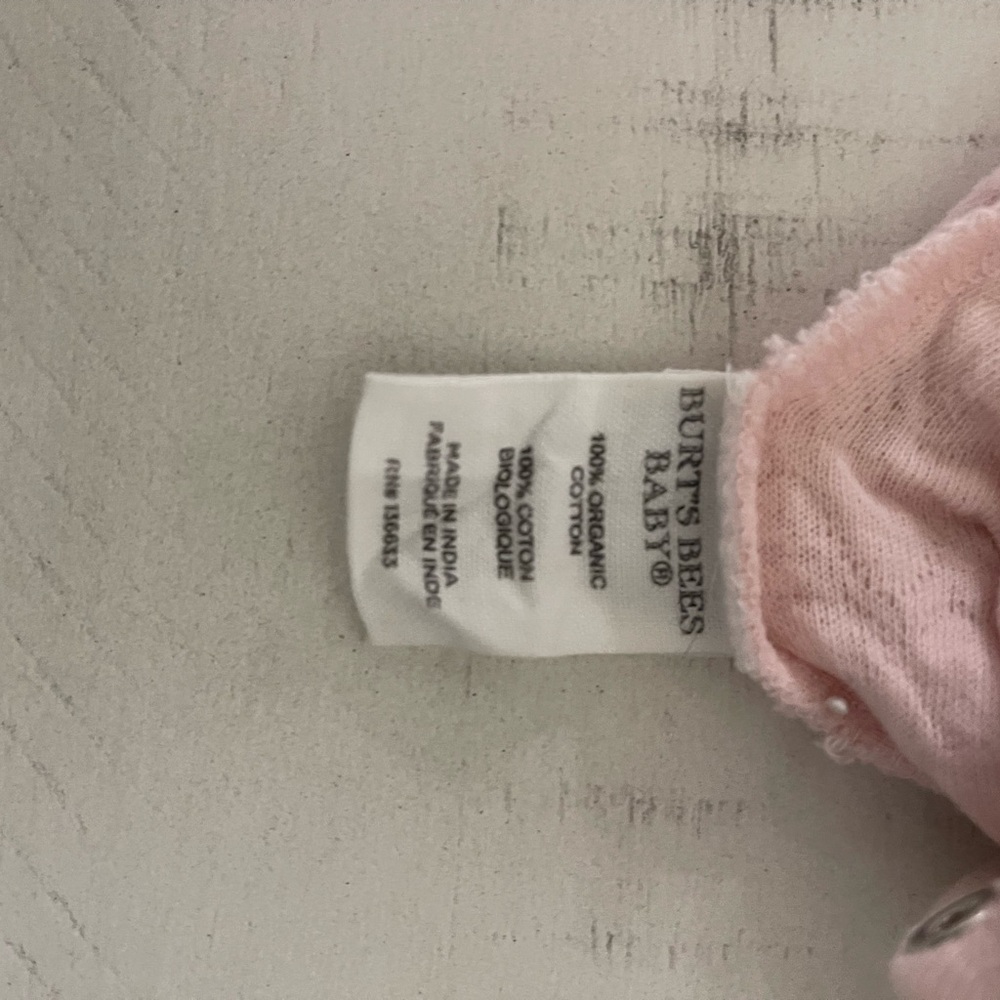Burt's Bees Baby Organic Cotton Quilted Bee Wrap Front Pink Jumpsuit 6-9 month - Picture 7 of 7
